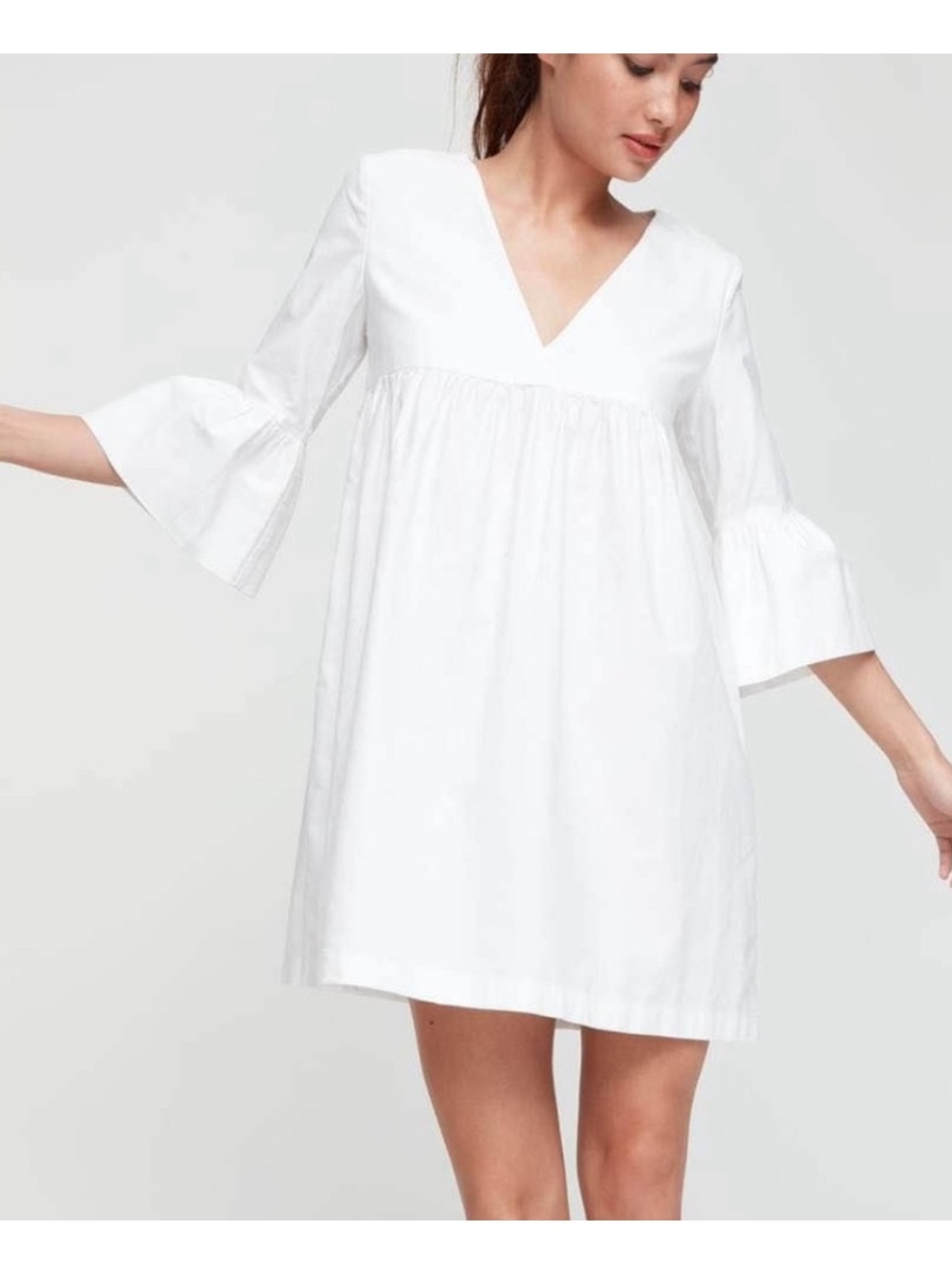 Sunday Best Frank White V-Neck Babydoll Dress true white summer vacation XS